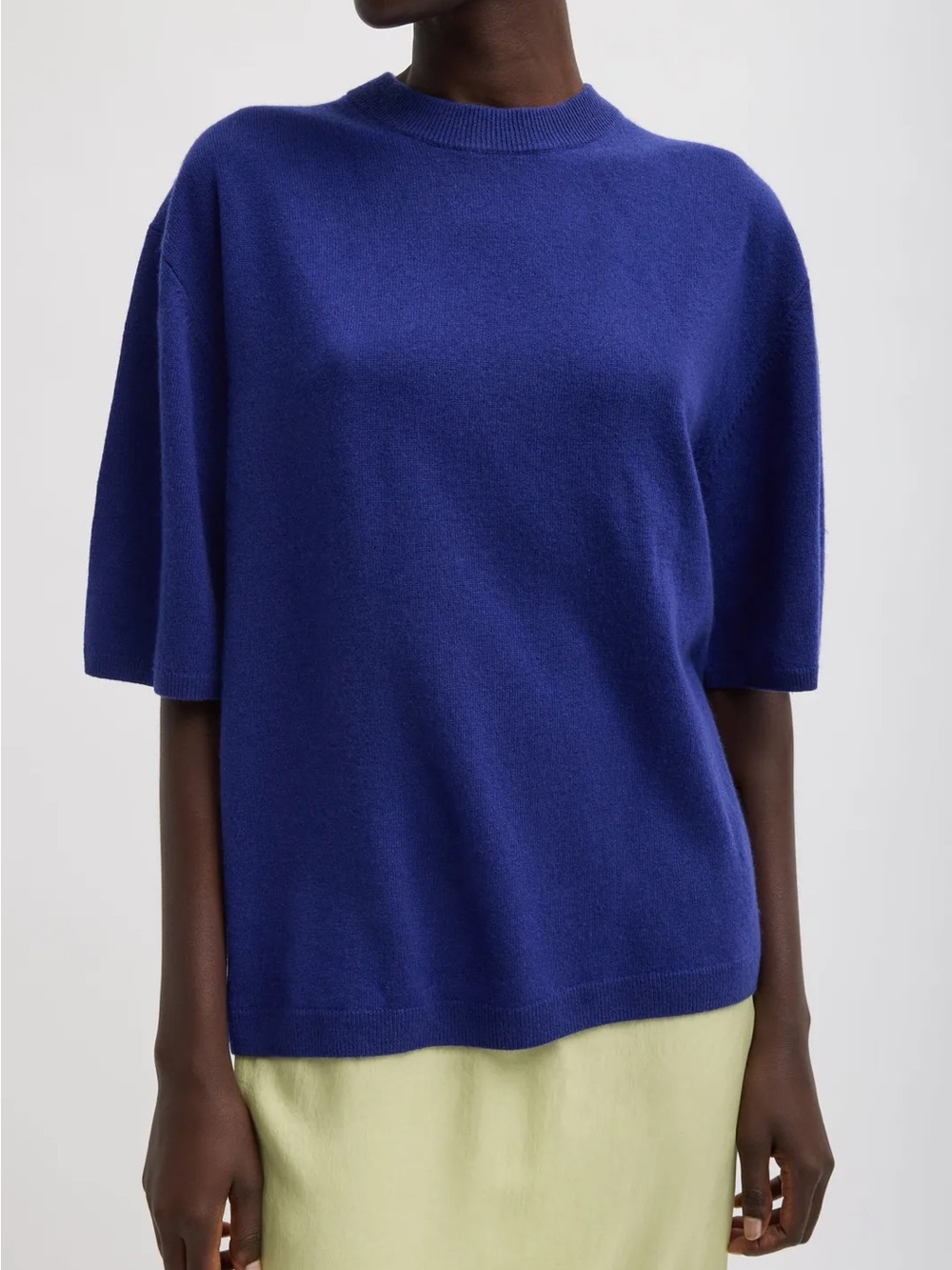 Tibi Washable Cashmere Oversized Easy T-Shirt ink blue